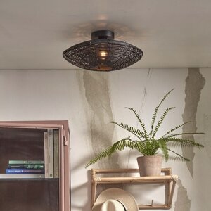 GOOD & MOJO Landelijke Stoere plafondlamp Tanami Ø40 cm zwart