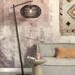 GOOD & MOJO Landelijk Stoere vloerlamp Madeira zwart bamboe