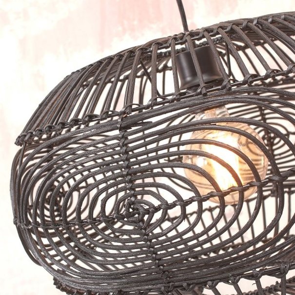 GOOD & MOJO Landelijk Stoere vloerlamp Madeira zwart bamboe