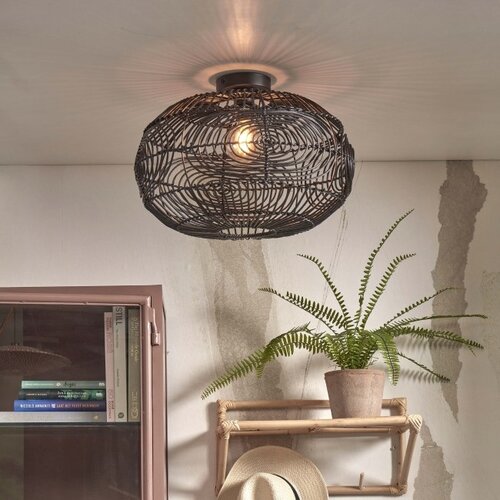 Landelijke Stoere plafondlamp Madeira Ø48 cm zwart