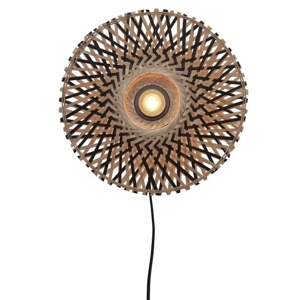 GOOD & MOJO Landelijke Stoere wandlamp Kalimantan Ø30 cm zwart naturel
