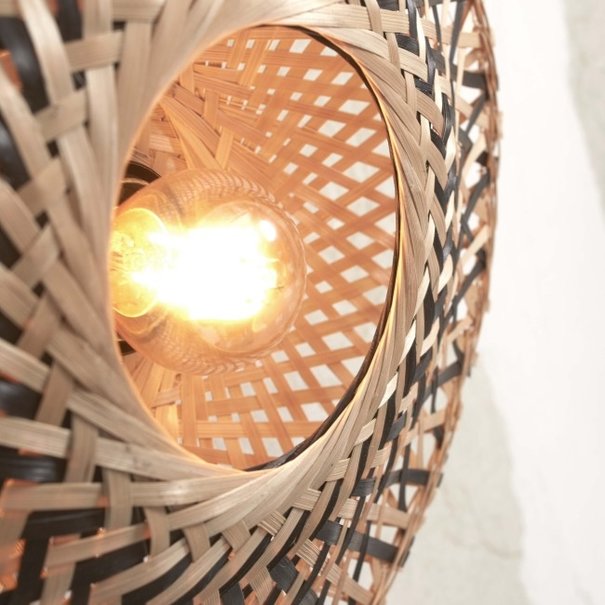 GOOD & MOJO Landelijke Stoere wandlamp Kalimantan Ø30 cm zwart naturel