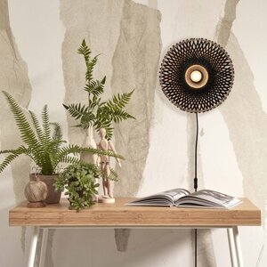 GOOD & MOJO Landelijke Stoere wandlamp Kalimantan Ø30 cm zwart