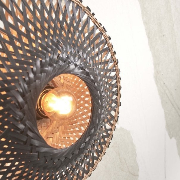 GOOD & MOJO Landelijke Stoere wandlamp Kalimantan Ø30 cm zwart
