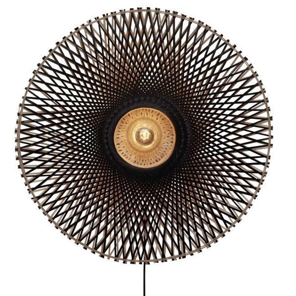 GOOD & MOJO Landelijke Stoere wandlamp Kalimantan Ø87 cm zwart naturel