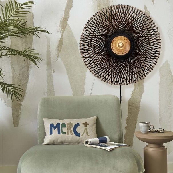 GOOD & MOJO Landelijke Stoere wandlamp Kalimantan Ø87 cm zwart naturel