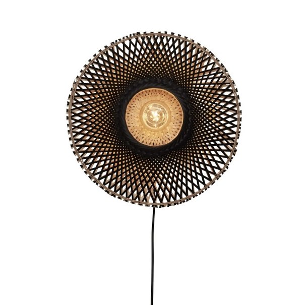 GOOD & MOJO Landelijke Stoere wandlamp Kalimantan Ø60 cm zwart naturel