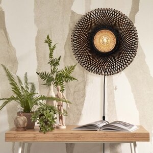 GOOD & MOJO Landelijke Stoere wandlamp Kalimantan Ø44 cm zwart naturel