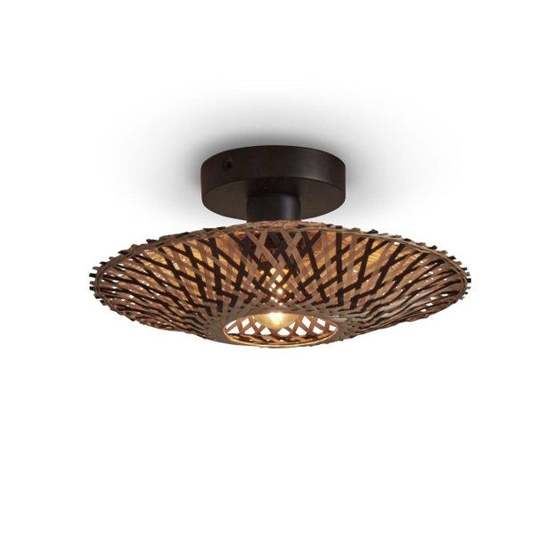 GOOD&MOJO Landelijke - Stoere - Plafondlamp - Zwart - Naturel - 30 cm - Kalimantan