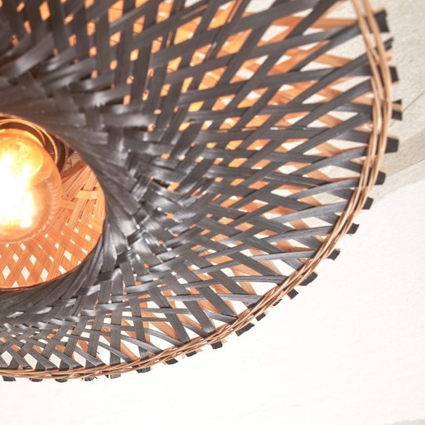 GOOD & MOJO Landelijke Stoere plafondlamp Kalimantan Ø30 cm zwart