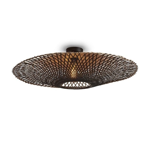 GOOD & MOJO Landelijke Stoere plafondlamp Kalimantan Ø87 cm zwart naturel