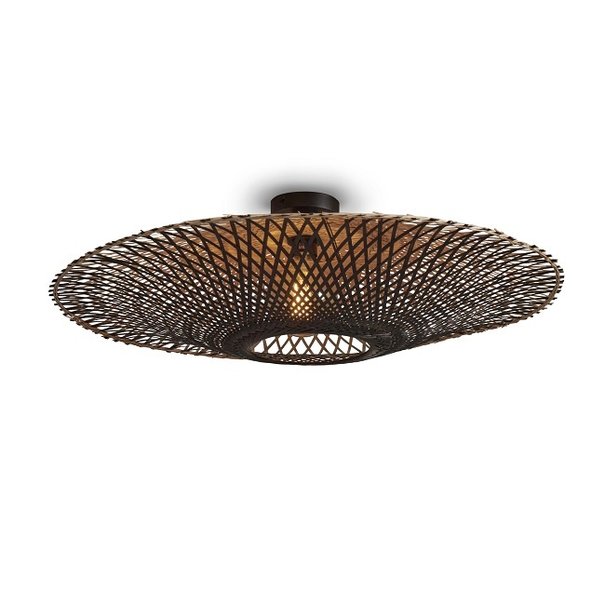 GOOD&MOJO Landelijke - Stoere - Plafondlamp - Zwart - Naturel - 87 cm - Kalimantan