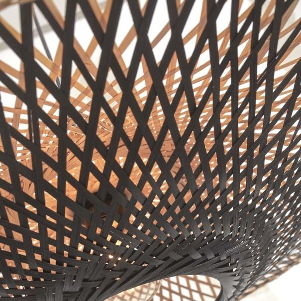 GOOD & MOJO Landelijke Stoere plafondlamp Kalimantan Ø87 cm zwart naturel