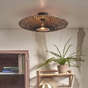 GOOD & MOJO Landelijke Stoere plafondlamp Kalimantan Ø60 cm zwart naturel