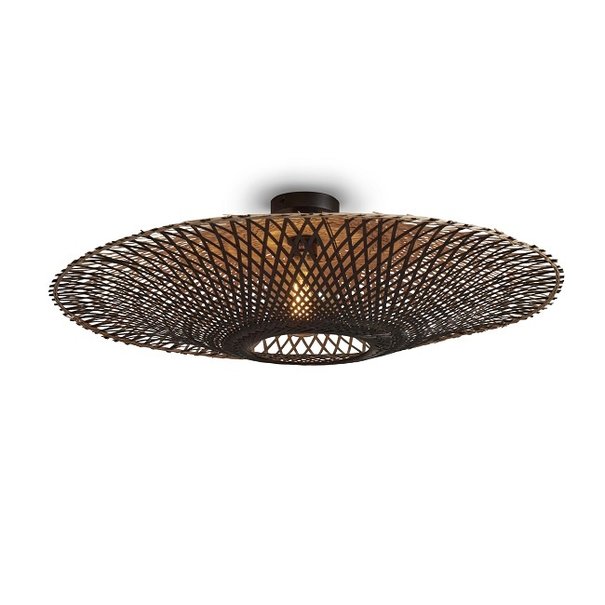 GOOD & MOJO Landelijke Stoere plafondlamp Kalimantan Ø60 cm zwart naturel