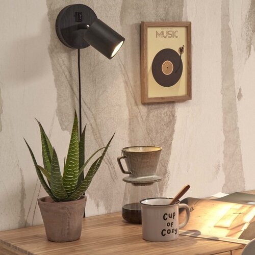 Landelijke Stoere wandlamp Java 1-lichts zwart