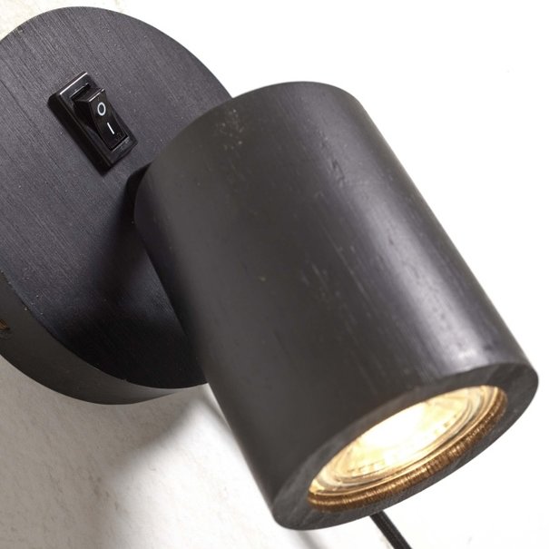 GOOD & MOJO Landelijke Stoere wandlamp Java 1-lichts zwart