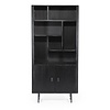Eleonora Moderne Landelijke boekenkast Remi 200 cm zwart mangohout