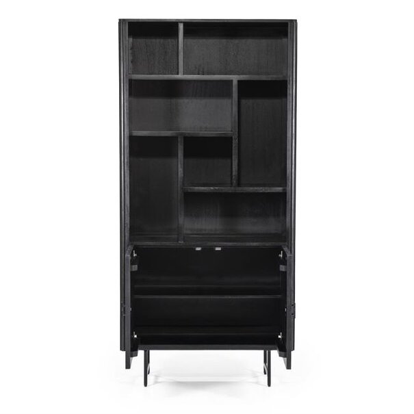 Eleonora Moderne Landelijke boekenkast Remi 200 cm zwart mangohout