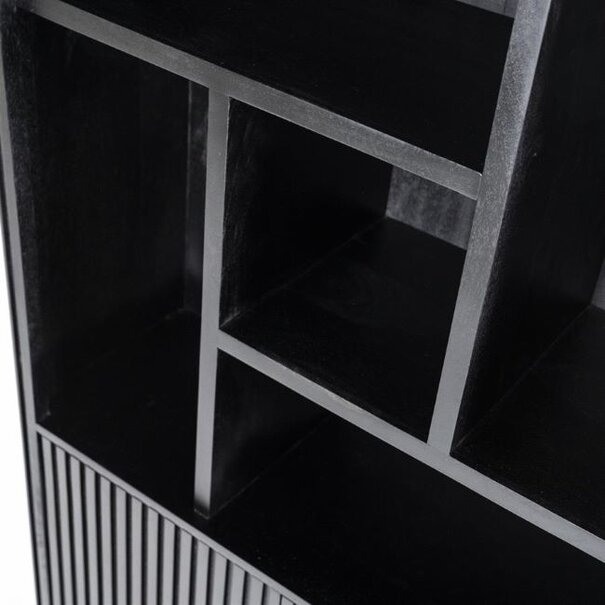 Eleonora Moderne Landelijke boekenkast Remi 200 cm zwart mangohout