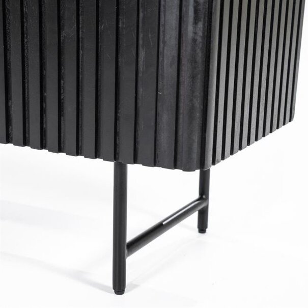 Eleonora Moderne Landelijke boekenkast Remi 200 cm zwart mangohout
