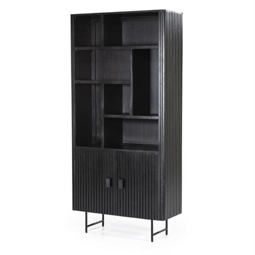 Moderne Landelijke boekenkast Remi 200 cm zwart mangohout