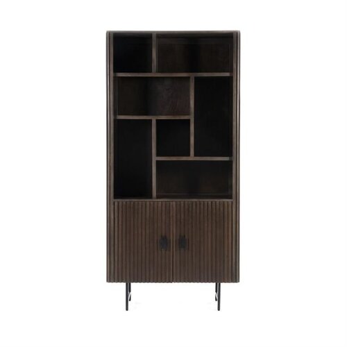 Moderne Landelijke boekenkast Remi 200 cm bruin mangohout