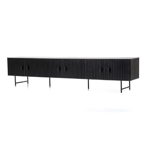Moderne Landelijke Tv meubel Remi 250 cm zwart mangohout