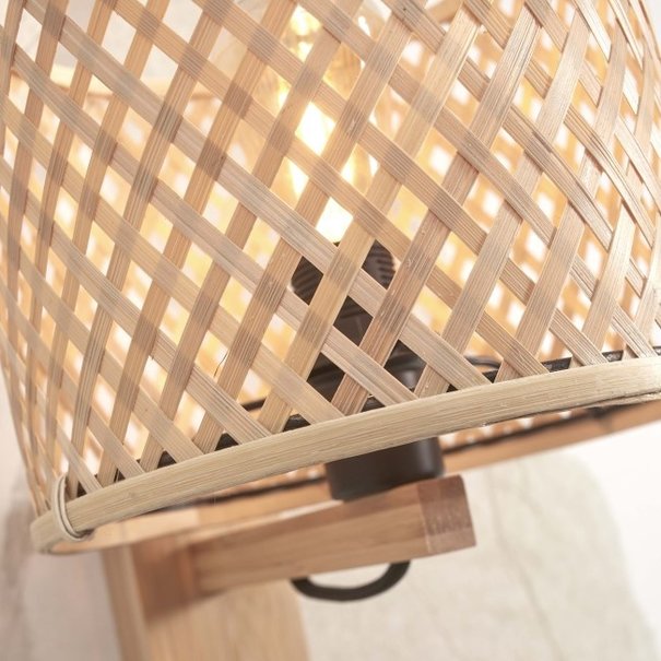 GOOD & MOJO Landelijke Retro wandlamp Java 1-lichts naturel met boekenplank
