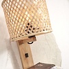 GOOD & MOJO Landelijke Retro wandlamp Java 1-lichts naturel met boekenplank