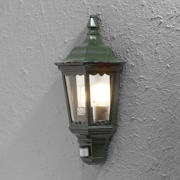 Konstsmide Klassieke buiten wandlamp Firenze 1-lichts groen met bewegingssensor