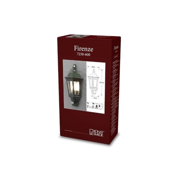 Konstsmide Klassieke buiten wandlamp Firenze 1-lichts groen met bewegingssensor