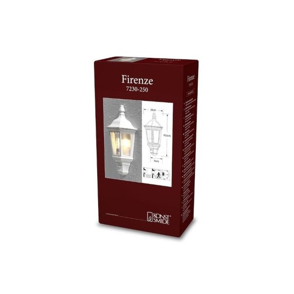 Konstsmide Klassieke buiten wandlamp Firenze 1-lichts wit met bewegingssensor
