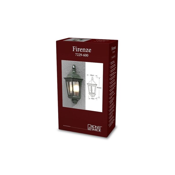 Konstsmide Klassieke buiten wandlamp Firenze Flush 1-lichts groen