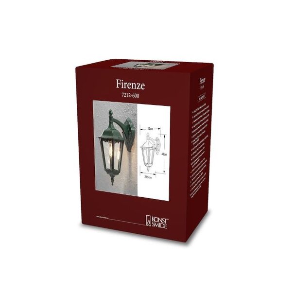 Konstsmide Klassieke buitenlamp Firenze Neerwaarts 1-lichts groen