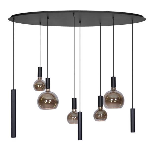 Ztahl Modern industrieel hanglamp Riva 8-lichts Ovaal zwart