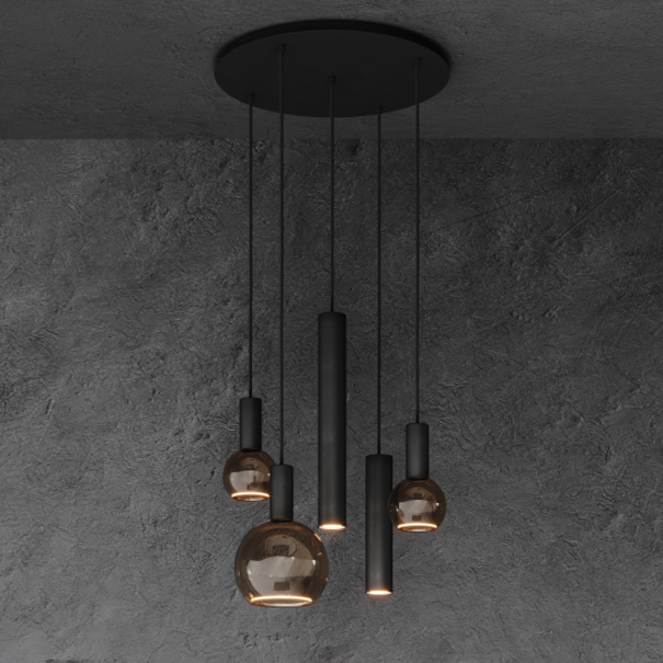Ztahl Moderne - Design - Hanglamp - Zwart -  5 lichts - Riva