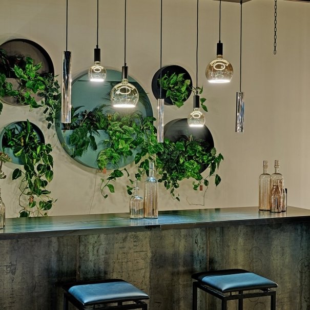 Ztahl Moderne hanglamp Riva 7-lichts vernikkeld