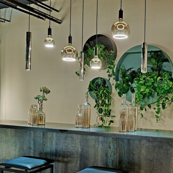 Ztahl Moderne hanglamp Riva 7-lichts vernikkeld