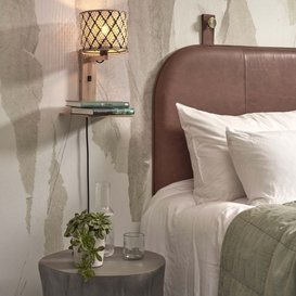 Wandlamp Java zwart naturel met boekenplank