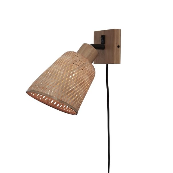 GOOD&MOJO Landelijke - Bamboe Kap - Wandlamp - 1-lichts - Naturel - Java