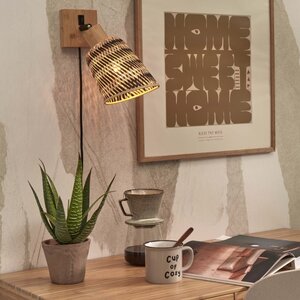 GOOD & MOJO Landelijke wandlamp Java 1-lichts naturel zwart