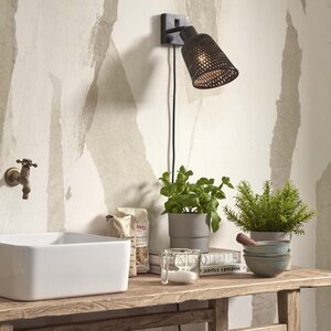 GOOD & MOJO Landelijke Stoere wandlamp Java 1-lichts zwart