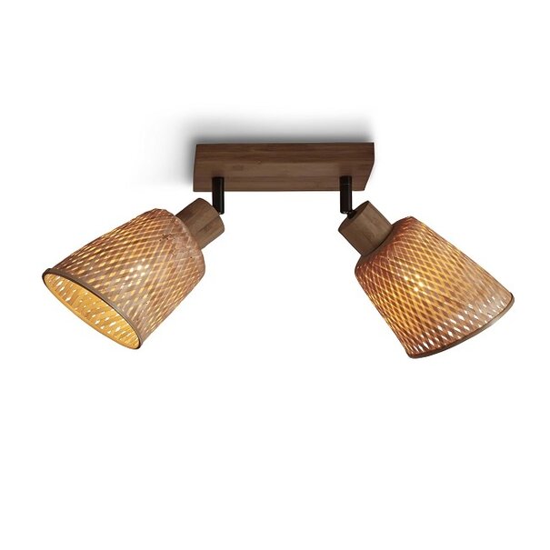 GOOD & MOJO Landelijke Retro opbouwspot Java 2-lichts bamboe naturel