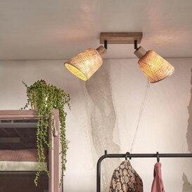 Opbouwspot Java 2-lichts bamboe kap