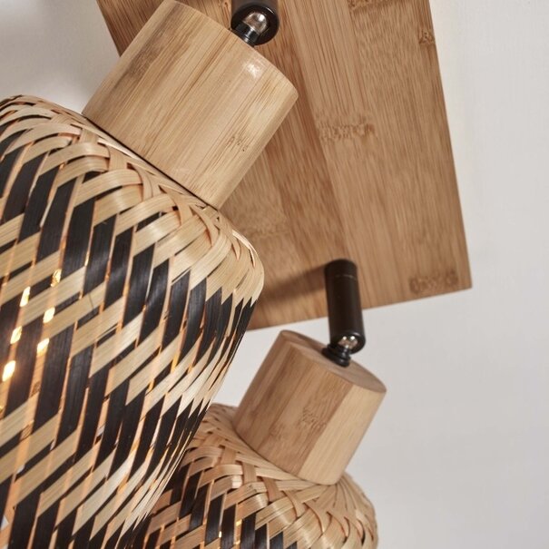 GOOD & MOJO Landelijke Retro opbouwspot Java 2-lichts zwart naturel