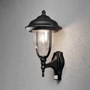 Konstsmide Klassieke buiten wandlamp Parma zwart met bewegingssensor