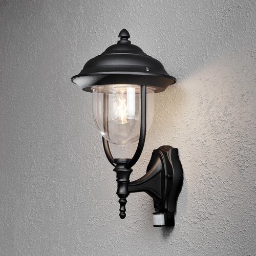 Klassieke buiten wandlamp Parma zwart met bewegingssensor