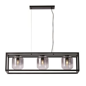 Freelight Moderne Industriële hanglamp Dentro 3-lichts zwart met smoke glas