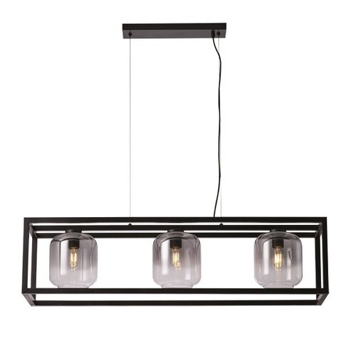 Moderne Industriële hanglamp Dentro 3-lichts zwart met smoke glas